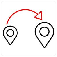 Distance icon concept in red bold line color vector