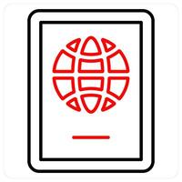 Passport icon concept in red bold line color vector