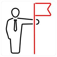 Flag icon concept in red bold line color vector