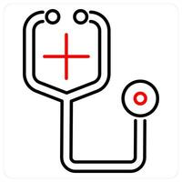 Stethoscope icon concept in red bold line color vector