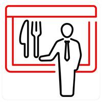 Menu icon concept in red bold line color vector