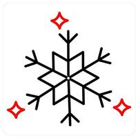Snow Flake icon concept in red bold line color vector