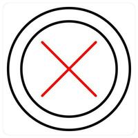 Cross icon concept in red bold line color vector