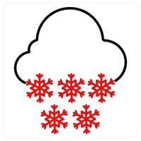 Snowfall icon concept in red bold line color vector