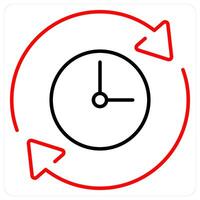 Time icon in red bold line color vector