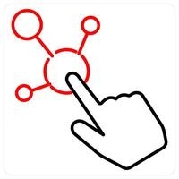 Interactive icon concept in red bold line color vector