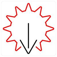 Sunset icon concept in red bold line color vector