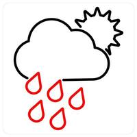 Rainy Day icon in red bold line color vector