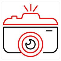 Camera icon concept in red bold line color vector