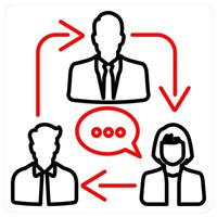 Business conversation icon concept in red bold line color vector