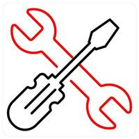 Repair Tools icon concept in red bold line color vector