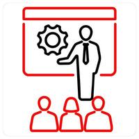 Presentation icon in red bold line color vector