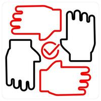 Collaboration icon concept in red bold line color vector