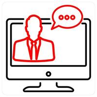 Online conversation icon concept in red bold line color vector