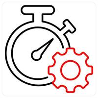 Time management and organization concept in red bold line color vector