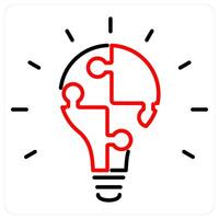Creativity and idea icon concept in red bold line color vector