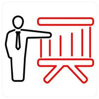 Board presentation icon concept in red bold line color vector