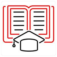 E-learning icon concept in red bold line color vector