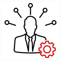 Business management icon concept in red bold line color vector
