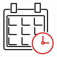 Schedule icon in red bold line color vector
