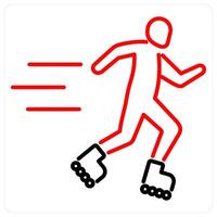 Roller skating icon concept in red bold line color vector