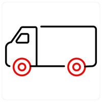 Truck icon in red bold line color vector