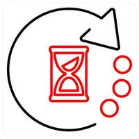 Waiting icon concept in red bold line color vector