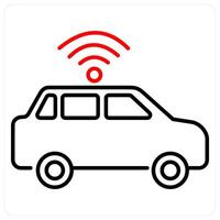 Autonomous Car icon concept in red bold line color vector
