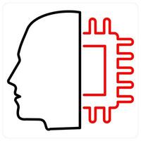 Artificial intelligence icon concept in red bold line color vector