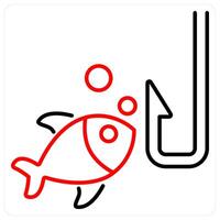 Fishing icon concept in red bold line color vector
