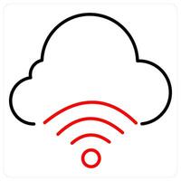 Internet Of Things icon concept in red bold line color vector
