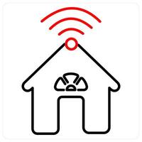 Smart House icon concept in red bold line color vector