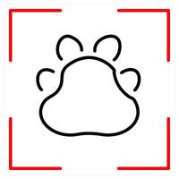 Animal Paw icon concept in red bold line color vector