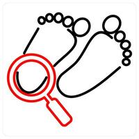 Footprint Search icon concept in red bold line color vector