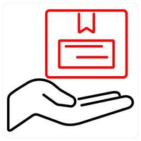 Collect Parcel icon concept in red bold line color vector
