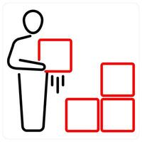 Delivery Man icon concept in red bold line color vector
