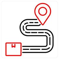 Delivery Location icon concept in red bold line color vector