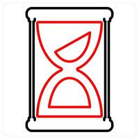 Hourglass icon concept in red bold line color vector