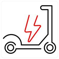 Electric Scooter icon concept in red bold line color vector