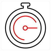 Stopwatch icon concept in red bold line color vector