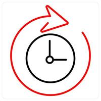 Time and clock icon concept in red bold line colorr vector