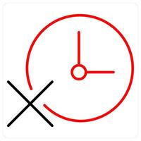Deadline Failed icon concept in red bold line color vector