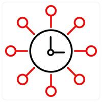 Time Management and planning icon concept in red bold line color vector