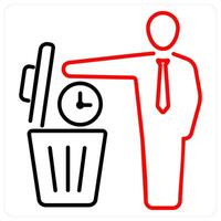Waste Of Time icon concept in red bold line color vector
