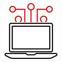 Computing icon concept in red bold line color vector