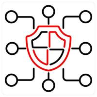 Blockchain icon in red bold line color vector