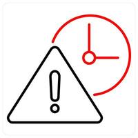 Warning icon in red bold line color vector