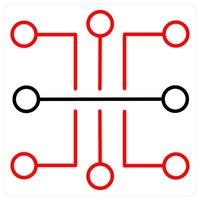 Circuit icon concept in red bold line color vector