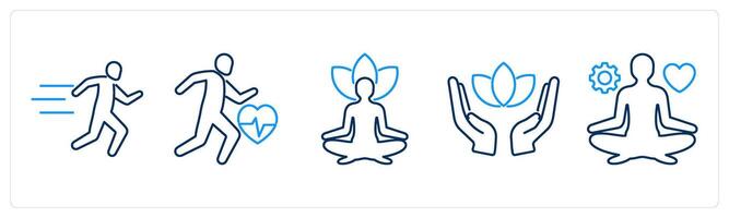 5 Mix icons as running, exercise, yoga vector