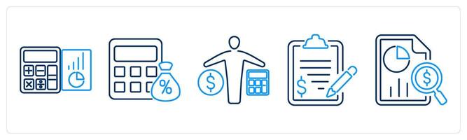 5 accounting icons as accounting, tax calculator, accountant vector